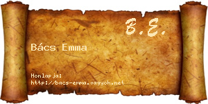 Bács Emma névjegykártya